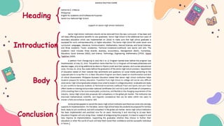 Heading
Introduction
Body
Conclusion
 