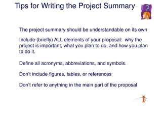 Writing A Project Summary