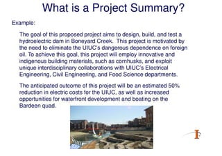 Writing A Project Summary