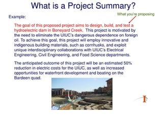 Writing A Project Summary