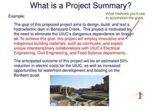 Writing A Project Summary