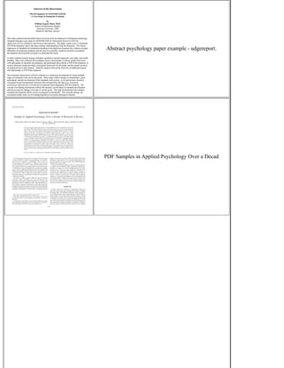 Writing A Psychology Paper | PDF