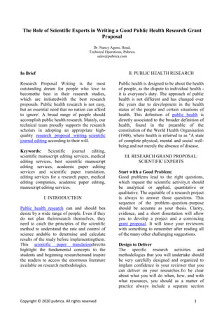 Writing a public health research grant proposal ; role of scientific ...
