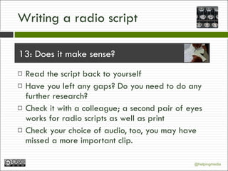 Radio Check Script Writing a radio script | PPT