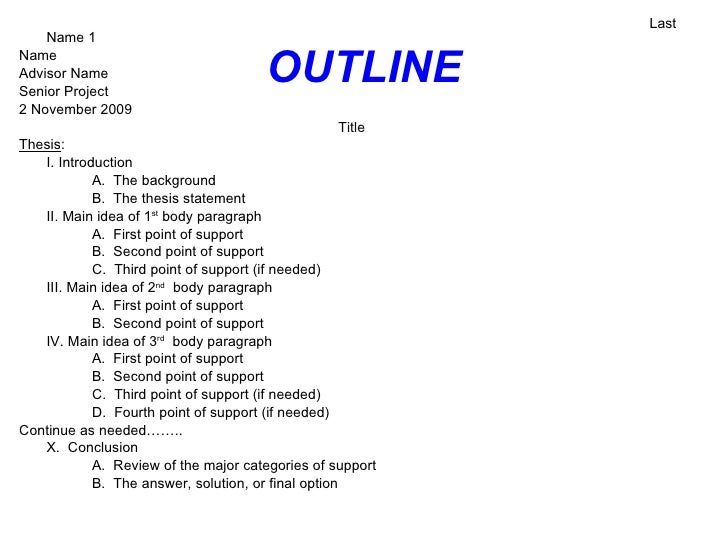 Template for outline for research paper