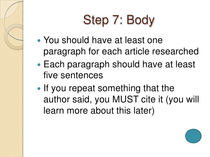 Five steps in writing a research paper