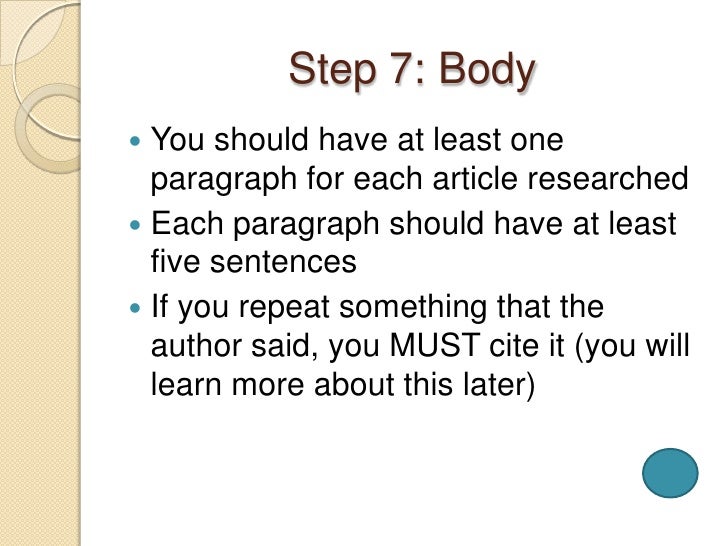 Steps to writing a research paper in middle school