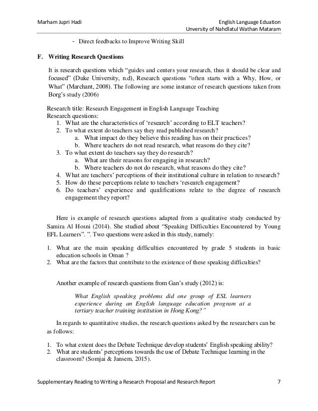 Exampl research proposal