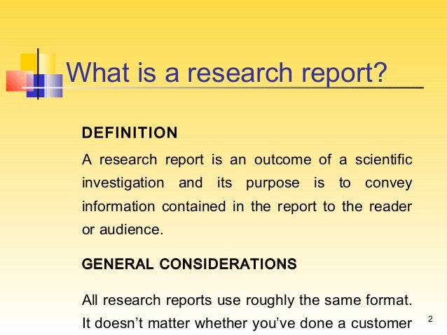 purpose of research report writing