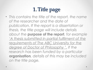Writing a research report | PPT