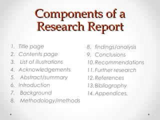 research report slideshare