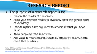 Reprts Study Method Writing a Research Report SRS | PPTX
