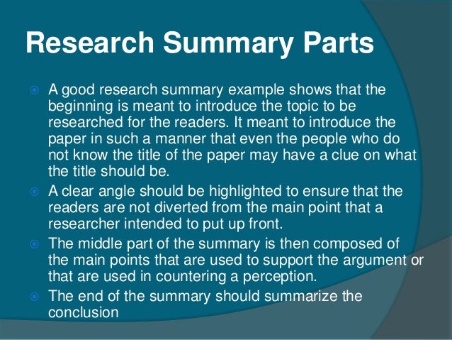research summary means