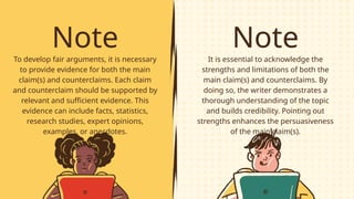 Mastering Argumentative Writing: Claims, Counterclaims, and Evidence | PPTX