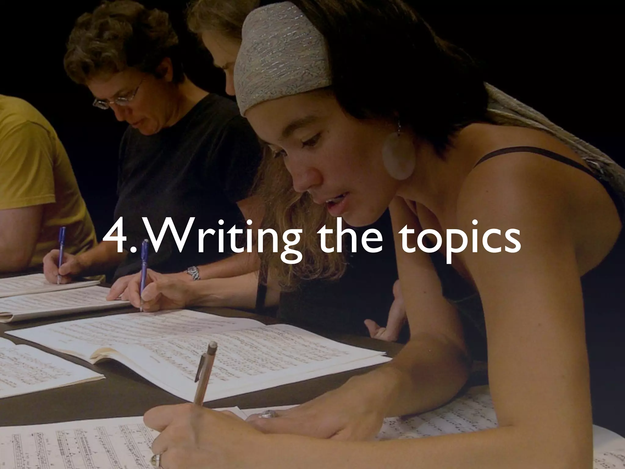 4. Writing the topics
 