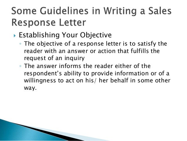 Writing A Sales Response Letter