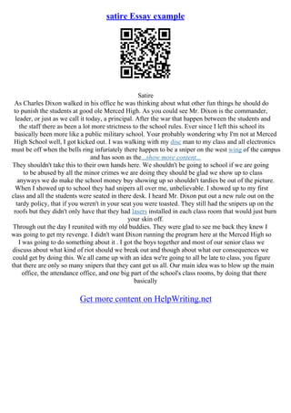 Satire Paper Examples Writing A Satire Essay | PDF