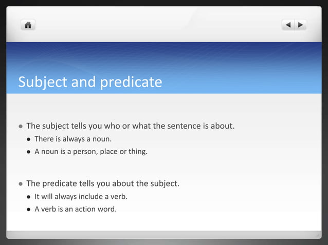 Writing a sentence using subject and predicate | PPT