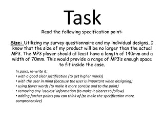 Headings – such as essential, desirable, optional