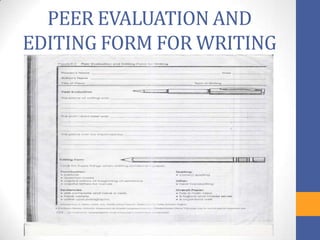 PEER EVALUATION AND
EDITING FORM FOR WRITING
 