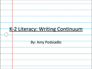 K-2 Literacy: Writing Continuum By: Amy Podsiadlo 
