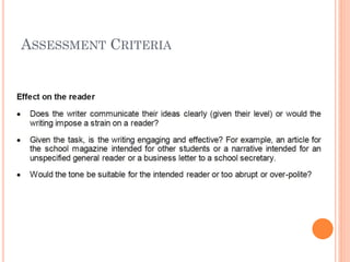 ASSESSMENT CRITERIA

 