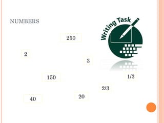 NUMBERS
250
2
3
1/3

150
2/3

40

20

 