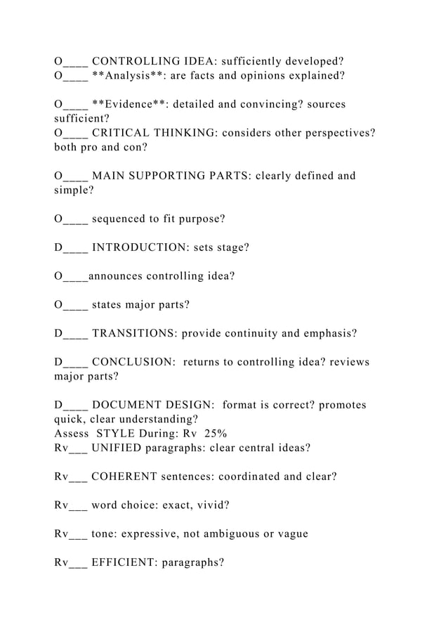 Writing Assignment 2 Writing Review Checklist and Rubric .docx