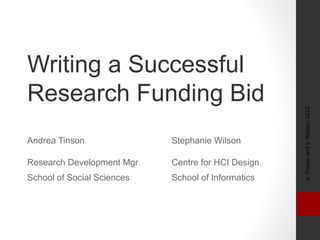 Writing a successful research funding bid | PPT