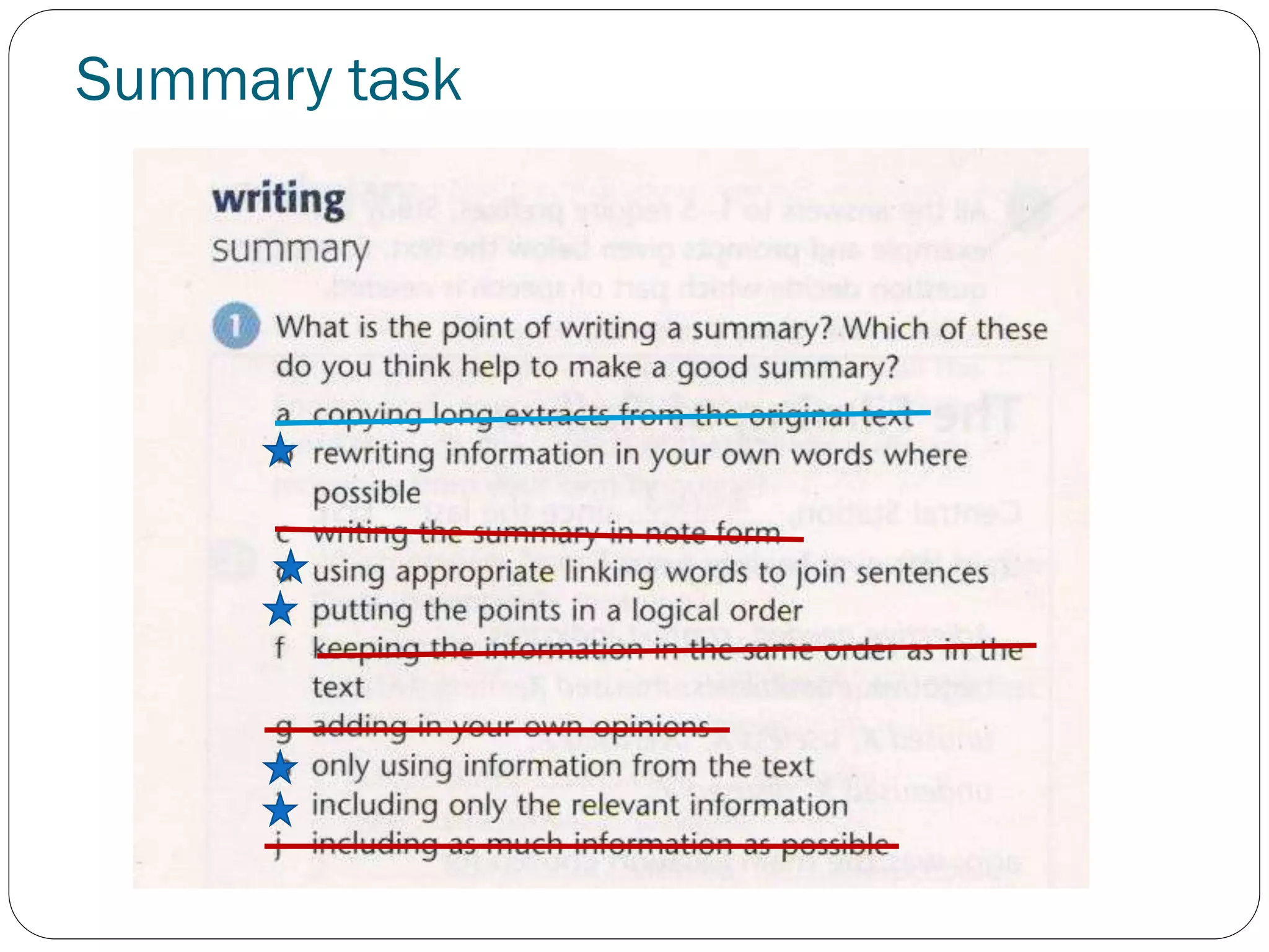 Summary task
 
