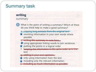 Summary task
 