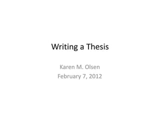 Writing A Thesis