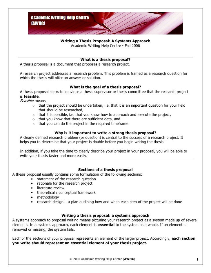 Help writing thesis proposal