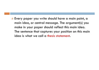 Writing A Thesis Statement | PDF