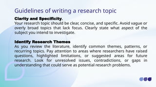 Writing a topic Proposal, tips and more. | PPTX