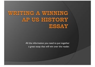 Writing A Winning Ap US History Essay