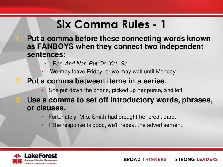 when to put a comma