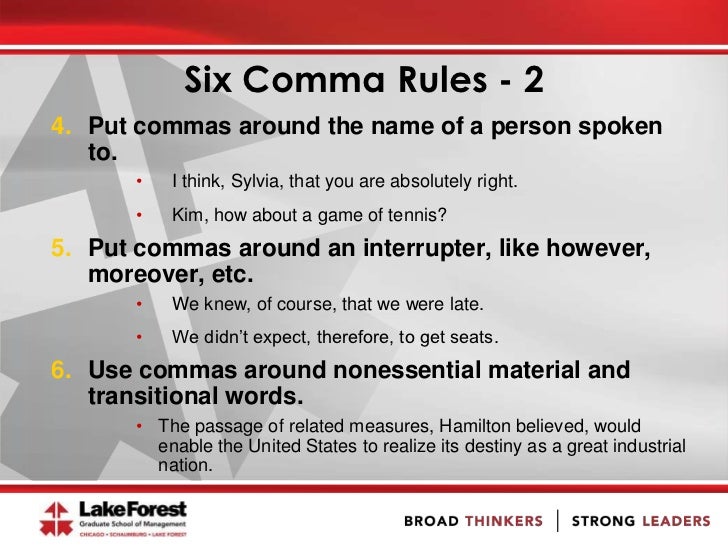 when to put a comma