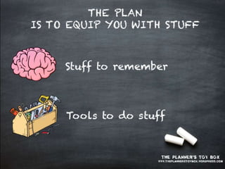 Tools to do stuff
Stuff to remember
 