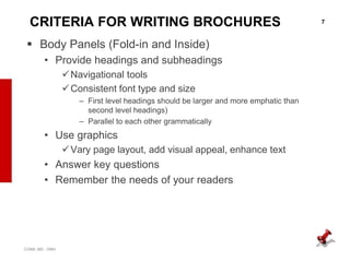 Brochure Subheading Example Writing brochures | PPTX