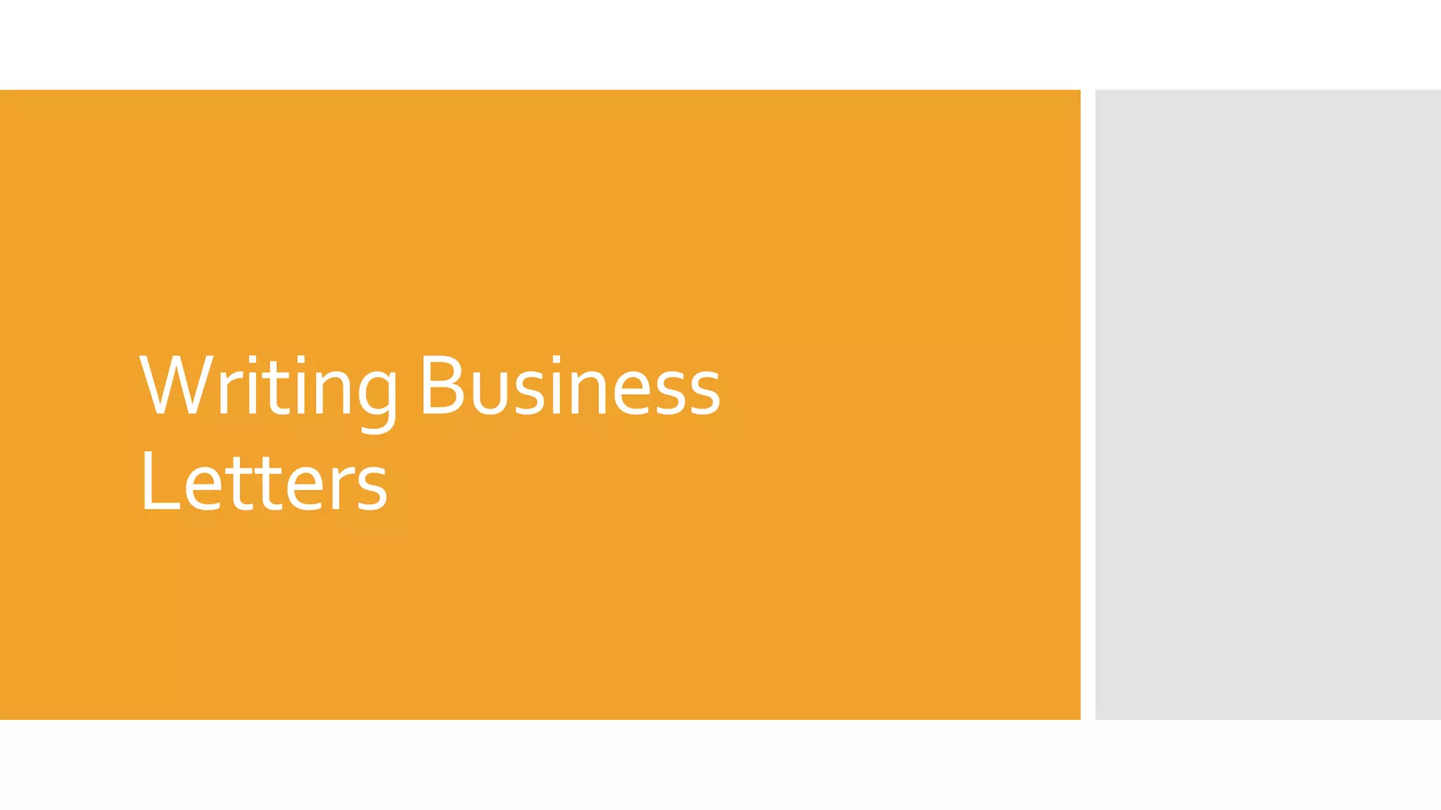 Writing business letters | PPT