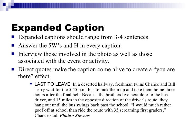 Writing captions