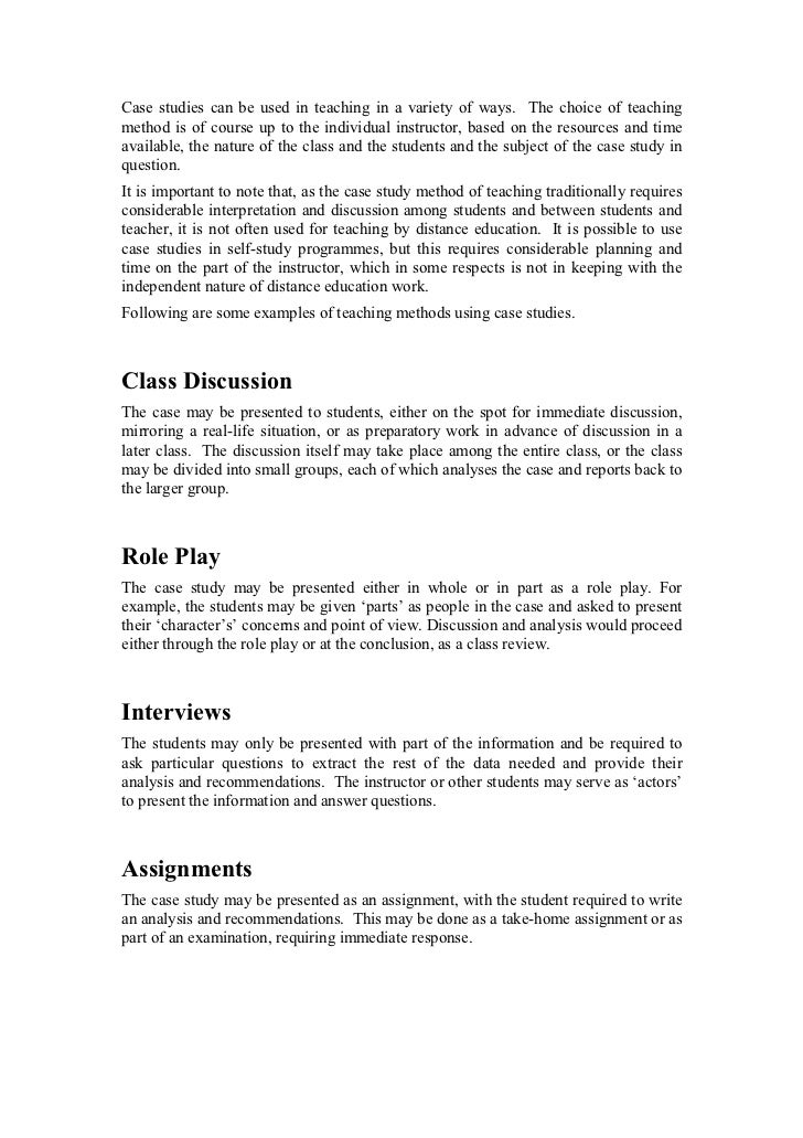 Case study assignments method