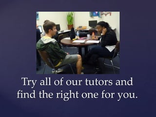 Try all of our tutors and find the right one for you.