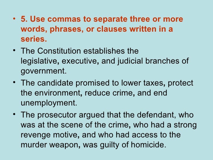 Writing commas