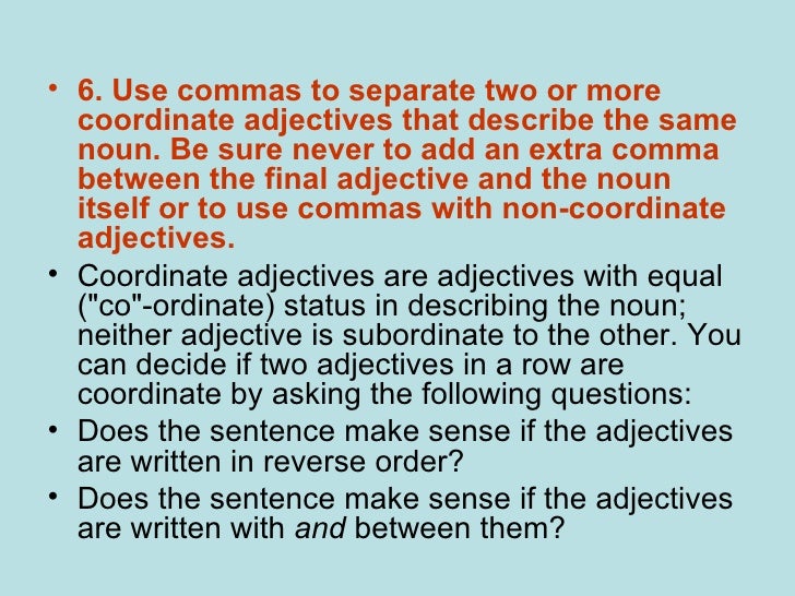 Writing commas