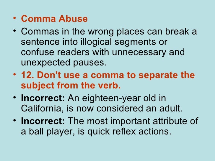 Writing commas