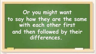 Or you might want
to say how they are the same
with each other first
and then followed by their
differences.
 