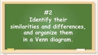 #2
Identify their
similarities and differences,
and organize them
in a Venn diagram.
 