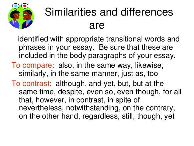 writing a compare and contrast essay transition words